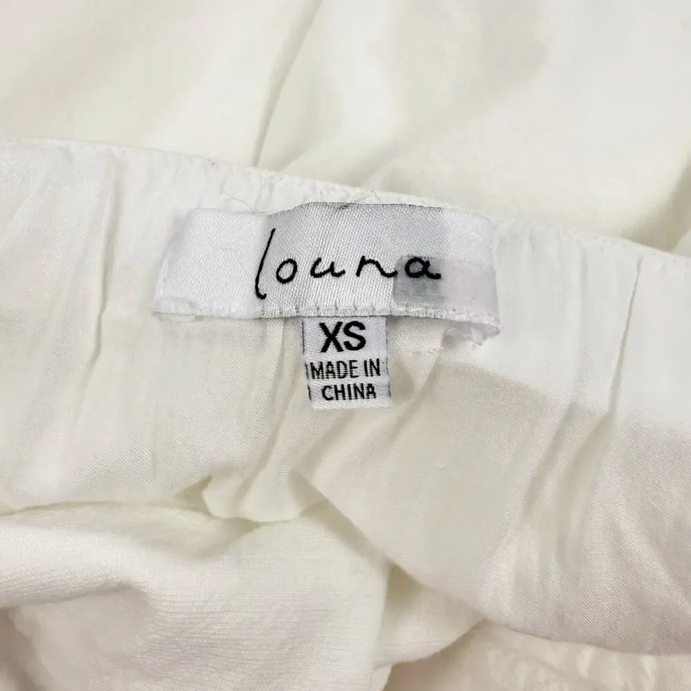 Louna Women’s Tie Back Puff Sleeve Cotton Mini Dress XS White Bachelorette